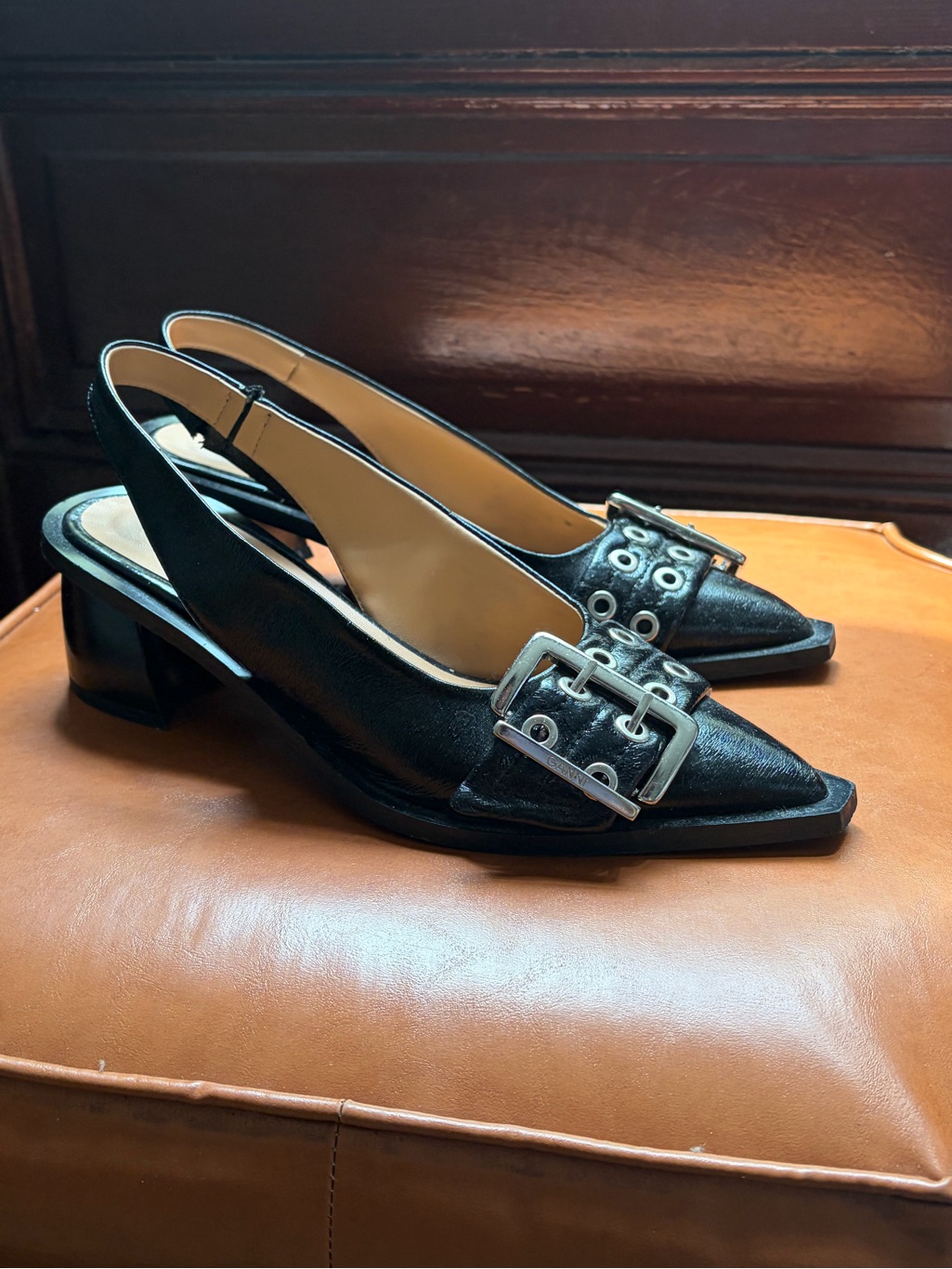 Ganni Feminine Buckle Slingback